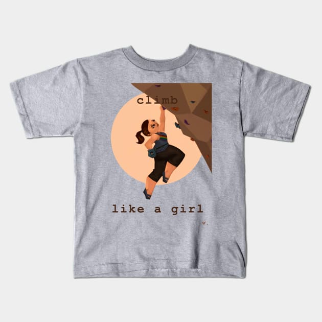 Climb Like a Girl Kids T-Shirt by valentinebarker